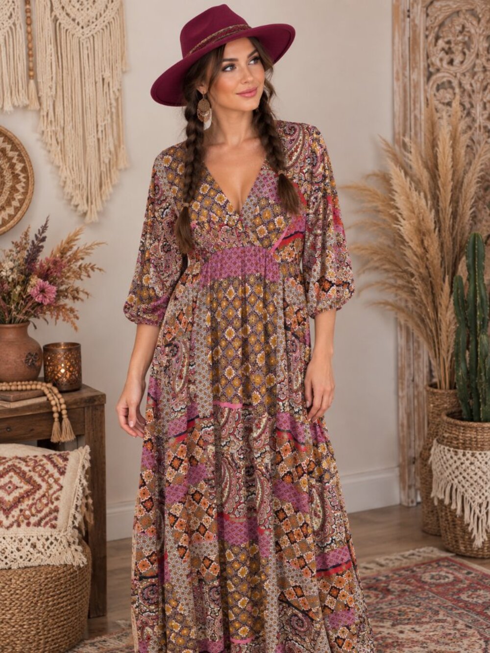 Entro boho maxi dress size large new with tags